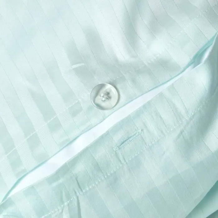 Parure de lit - Homescapes - Bleu - 100% coton égyptien 330 fils - Motif rayé - Lavable en machine-1