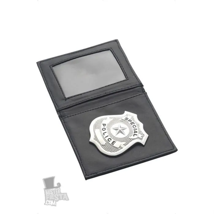 Badge Inspecteur de Police - SMIFFY'S - Noir - Accessoire Déguisement-0