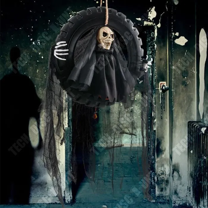 Décoration suspendue pour Halloween - TECH DISCOUNT - Pneu fantôme effrayant avec lumière et son - Blanc-1