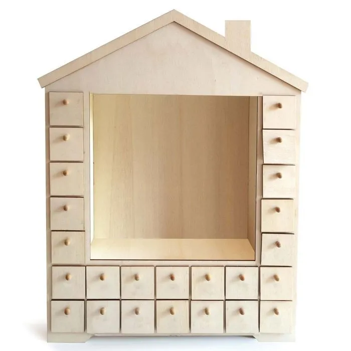 Calendrier de l'Avent maison en bois 48 x 38 cm-0