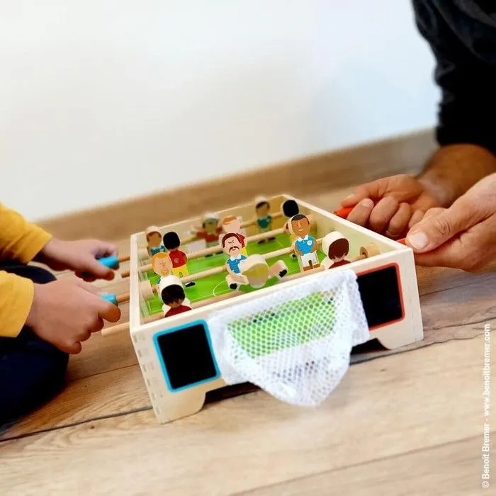 Mini Babyfoot Champions en bois - JANOD - Dès 3 Ans - Intérieur - 32x31x10cm - Orange - Mixte-1