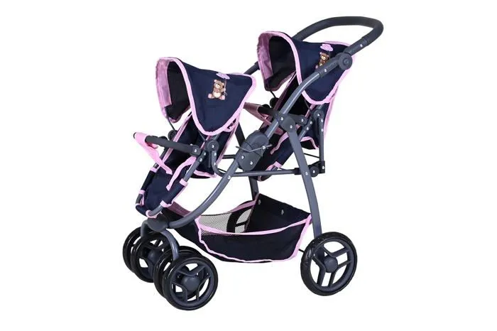 Poussette-chassis poussette Knorrtoys - 16435 - .COM Milo-Navy Bear Poussette Double Bleu fonce Rose-1