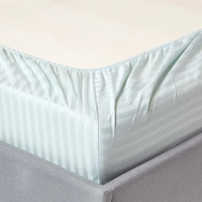 Drap-housse - Homescapes - 180 x 200 cm - 100% coton égyptien - 330 fils - Rayé bleu-1