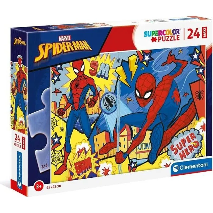 Puzzle 24 pièces Maxi Spiderman - Clementoni - Pour Enfant de 3 ans et plus - Thème Dessins animés et BD - Fabriqué en Italie-0
