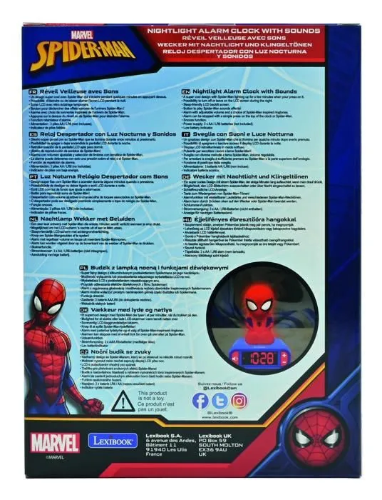 Réveil veilleuse digital LEXIBOOK - Spiderman - 3D lumineux et sonore - Rouge et bleu - Enfant-4