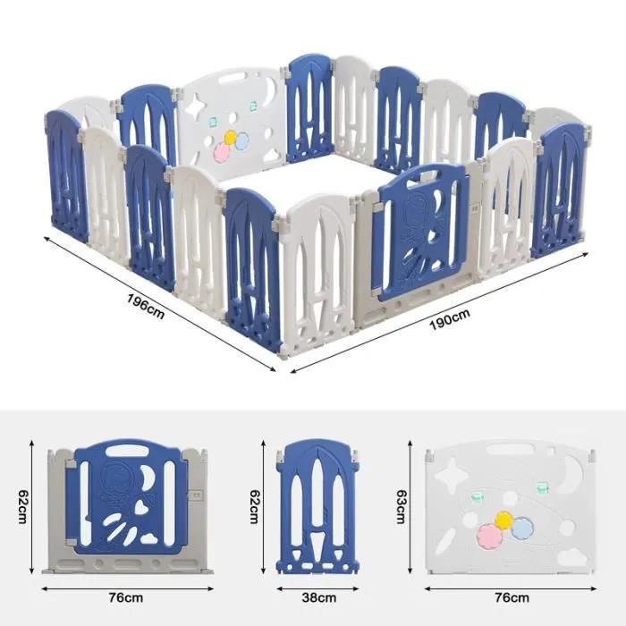 YUENFONG Parc Bébé pliable avec porte et planche à jouet, XXL Parc en Plastique, Parc Enfant Modulable, sans BPA, 18 Panneaux-1