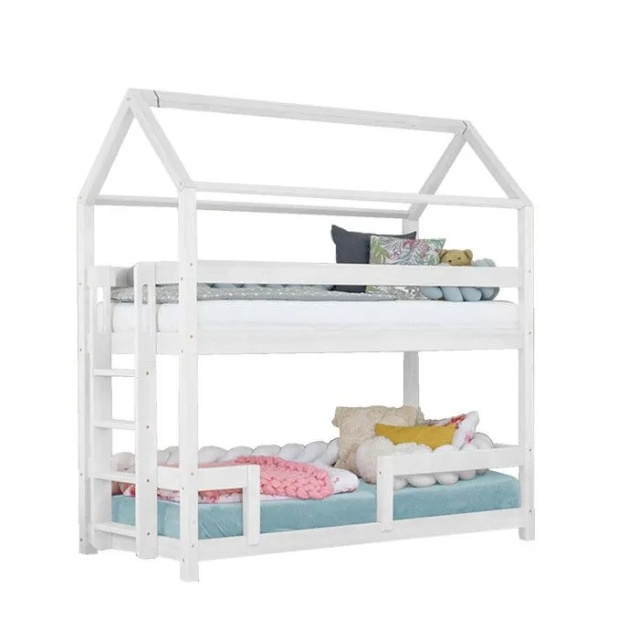 Lit superposé cabane MONTY 222 cm blanc-0