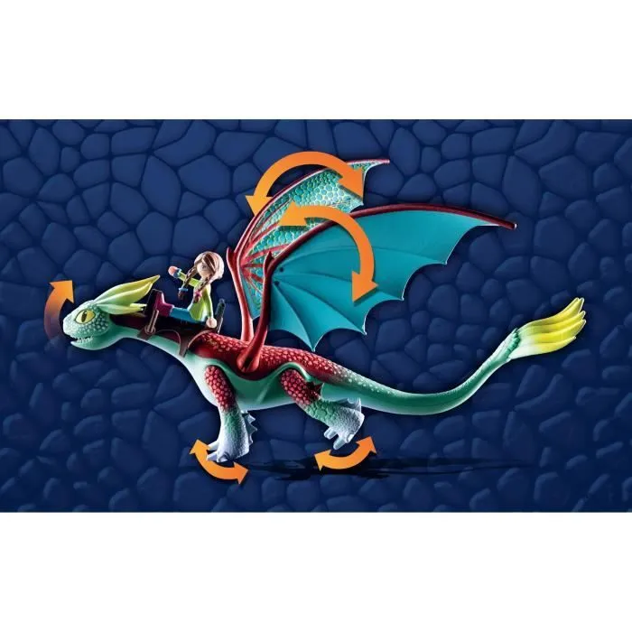 PLAYMOBIL 71083 Dragons Panache & Alex, Figurine de dragon amovible, Dragons : Les Neuf Royaumes, 14 pièces, Dès 4 ans-2