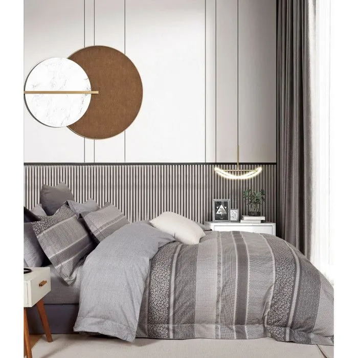 Parure de draps "Imprimé" percale pur coton peigné 80 fils/cm²  pour lit 140 x 190 cm-0