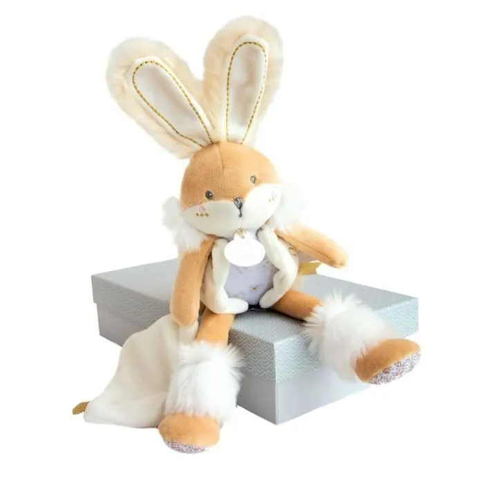 Doudou Pantin blanc lapin de sucre 31 cm-0