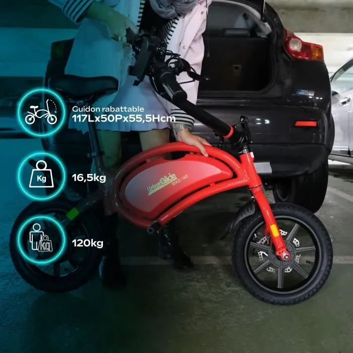 Draisienne électrique - URBANGLIDE - BIKE 140 RED - 36V - 350W - Pneus 14" - Autonomie 18KM - Vitesse max 25KM/h-2