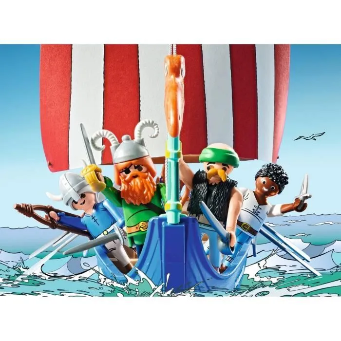 PLAYMOBIL 71888 Drakkar des pirates, Astérix, Personnages de la BD, Bateau et 4 personnages, 88 pièces, Dès 5 ans-2