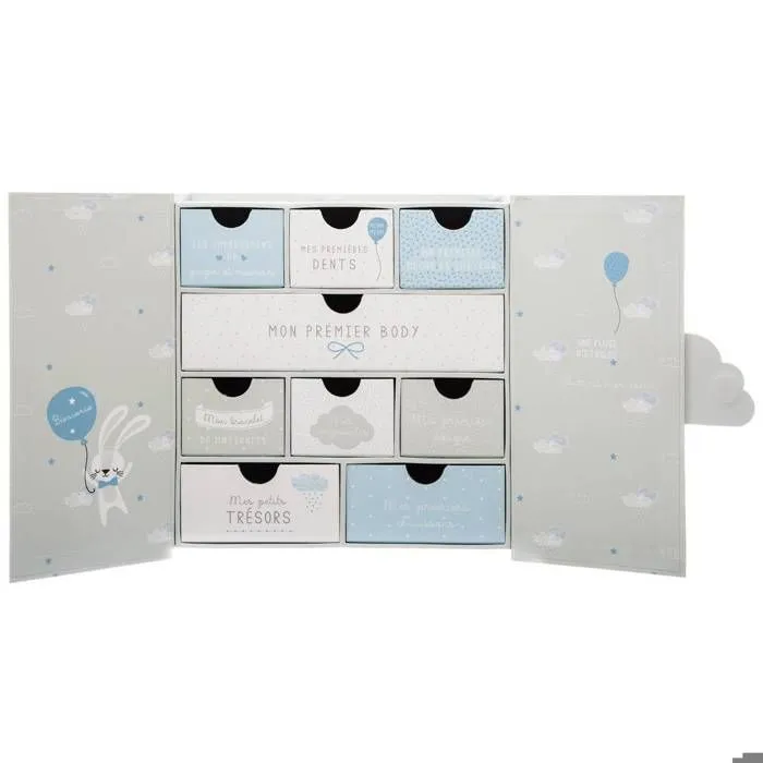 Coffret cadeau de naissance "Royaume des souvenirs" 22x22 cm - Gris - Atmosphera createur d'interieur-4