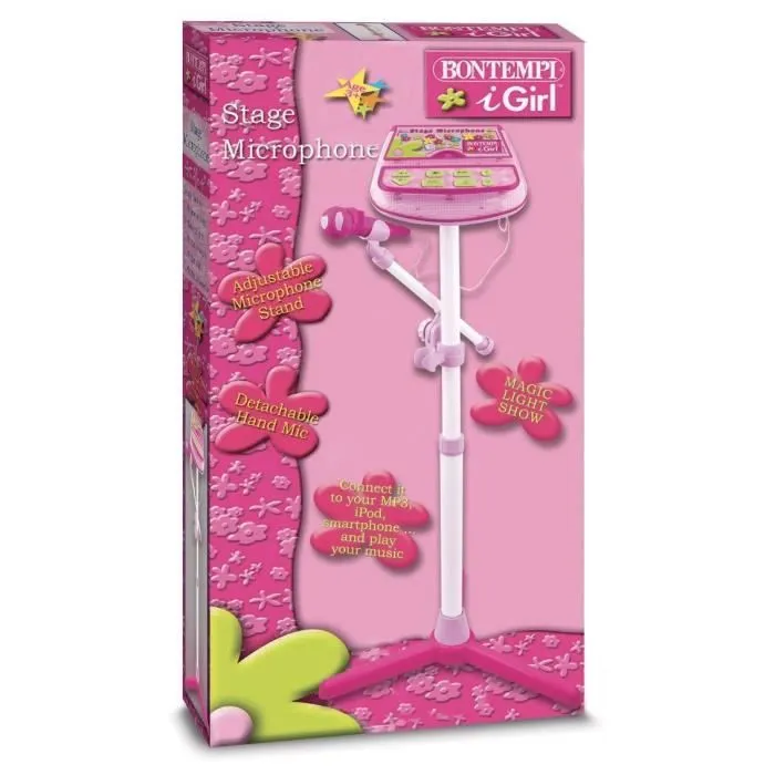 Jouet musical - BONTEMPI - Micro Connexion Mp3 - Effets sonores - 8 démos - Rose-3