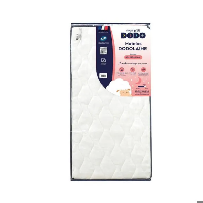 MON P'TIT DODO - Matelas Dodolaine (face été/face hiver) 70x140 cm Blanc/Anthracite-0