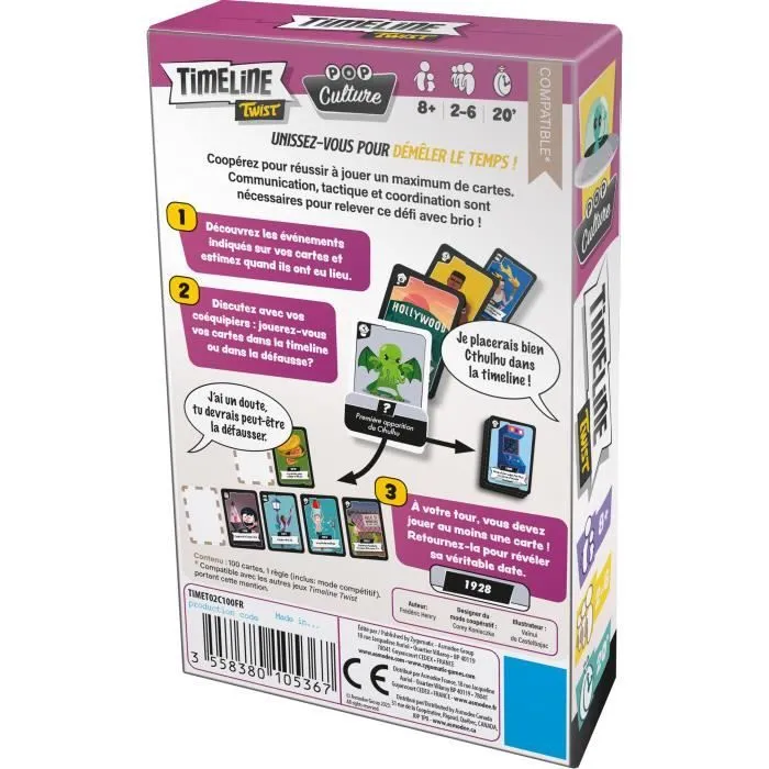 Timeline Twist Pop Culture|Asmodee - Jeu de cartes coopératif - 2 à 6 joueurs - À partir de 8 ans-2