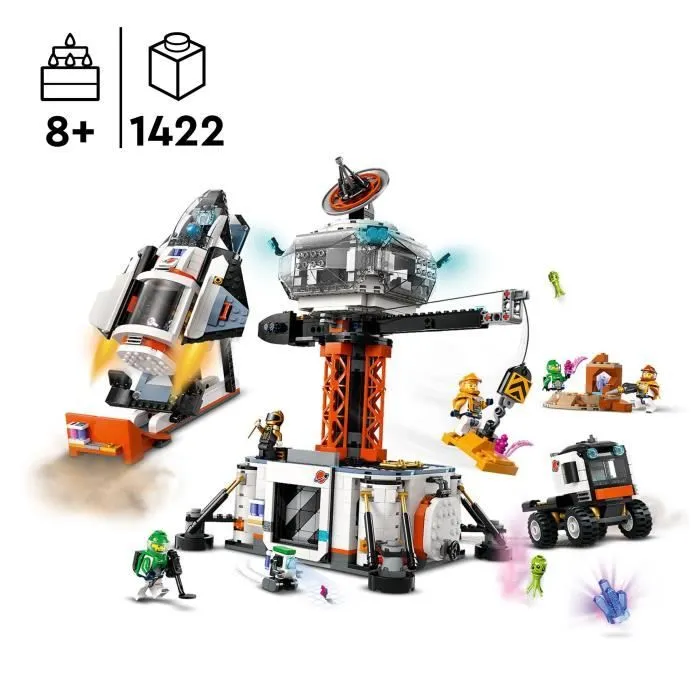 LEGO® 60434 City La Station Spatiale et la Base de Lancement de Fusées, Jouet sur L'Espace, avec Robot et 6 Minifigurines-1