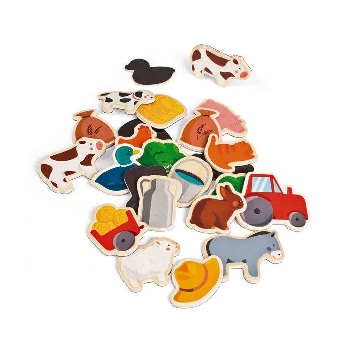 Magnets en bois - JANOD - Ferme - 24 pièces-2