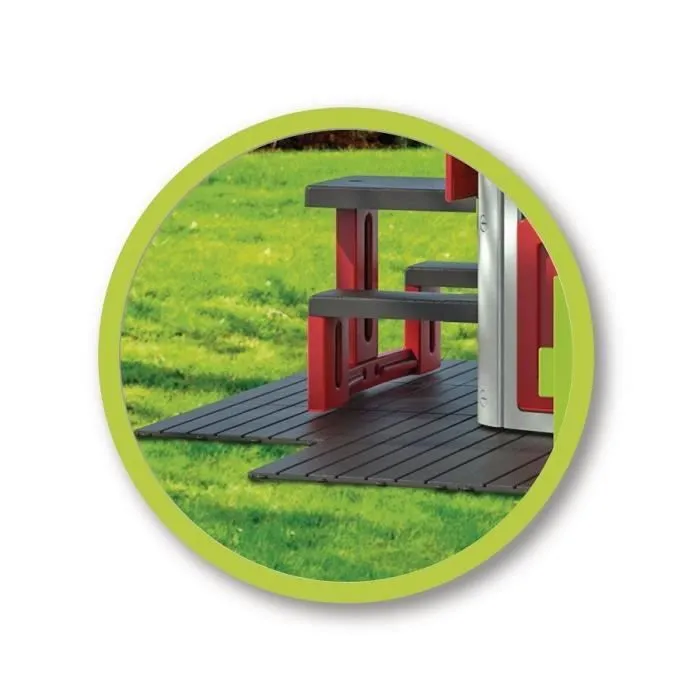 Smoby - Set de 6 dalles - Plancher de Maison - 45x45cm - Effet texturé bois - Anti-UV - Plaqtique 100% recyclé et recyclable-1