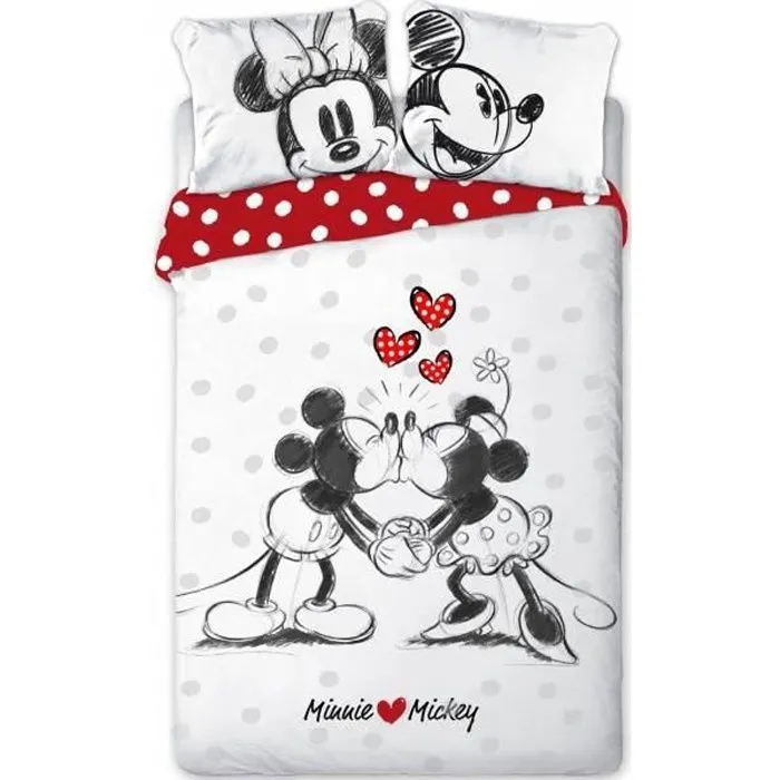 Parure de lit Mickey et Minnie - Disney - Housse de couette - 140x200 cm - Coton-0
