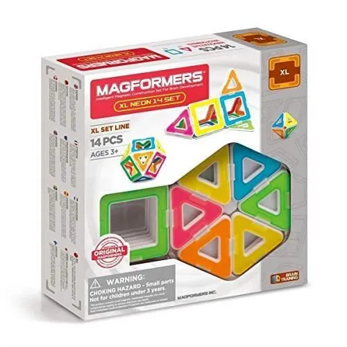 Set de Construction magnétique - MAGFORMERS - XL Neon - 14 pièces - Fluorescentes - 3 ans et plus-0
