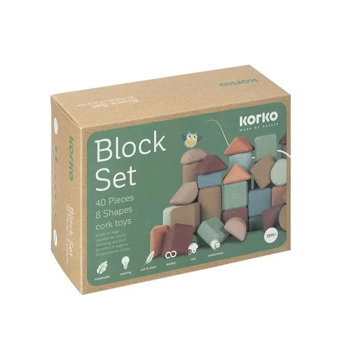 Coffret de blocs de construction - Korko - 40 pcs - Liège - Multicolore - Pour enfants à partir de 18 mois-2