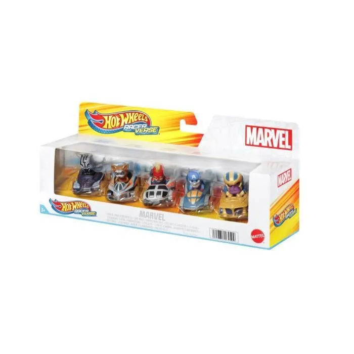 Pack 5 véhicules Racers Marvel - Hot Wheels - HPN40 - Jouet pour enfant de 3 ans et plus-1