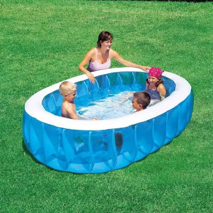 Piscine Gonflable pour Enfants - BESTWAY - Elíptica - Ovale - Vinyle résistant testé - Bleu-1