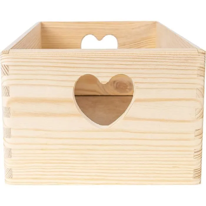 Creative Deco Boite Rangement en Bois - 30 x 20 x 14 cm (+/- 1 cm) - Non Peint - avec Couvercle - Boite en Bois - Boîte Caisse Malle-2