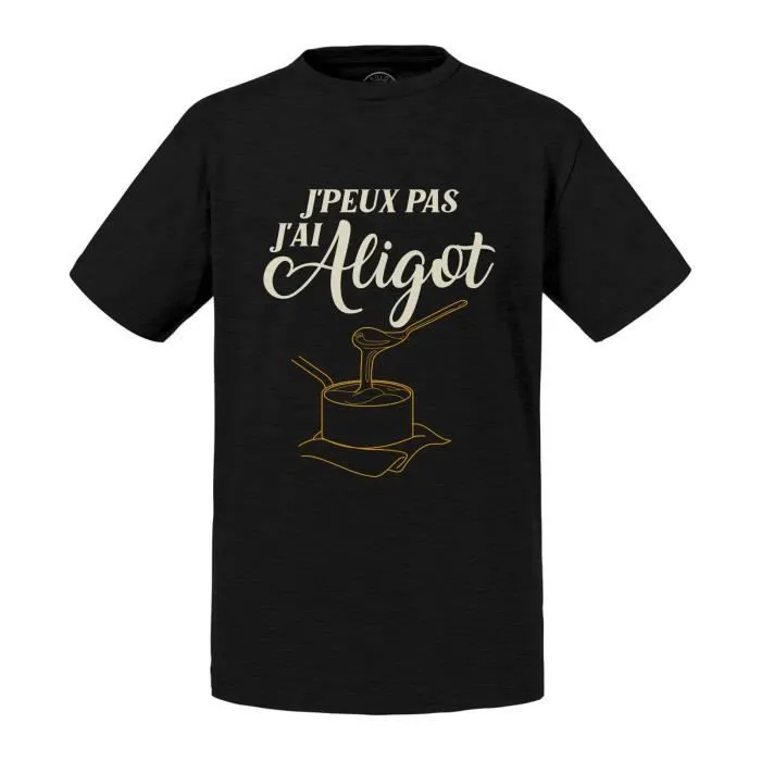 T-shirt Enfant Noir J'Peux Pas J'ai Aligot Aveyron Purée Fromage-0