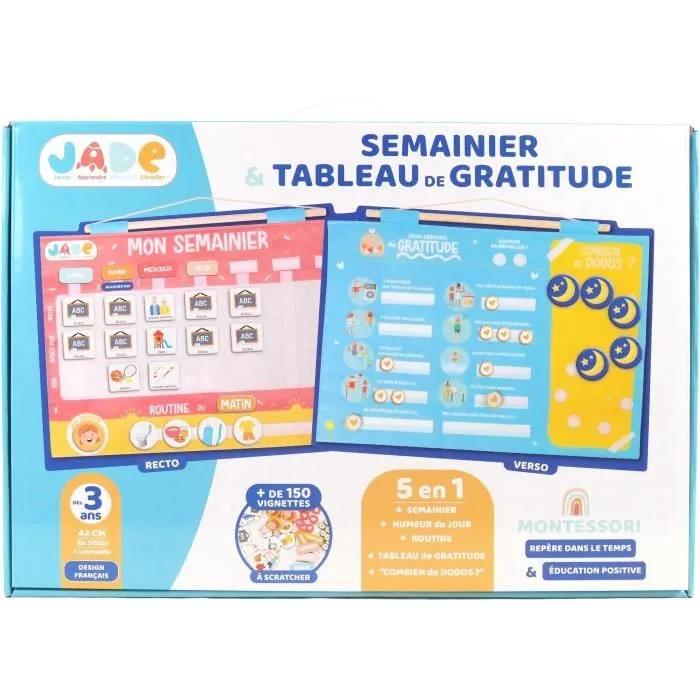 Calendrier Semainier Gratitude Pour Enfant - JADE - Montessori - Jeu Educatif - Humeur - Dodo - Jeu Pour Enfant - Desgin Français-4