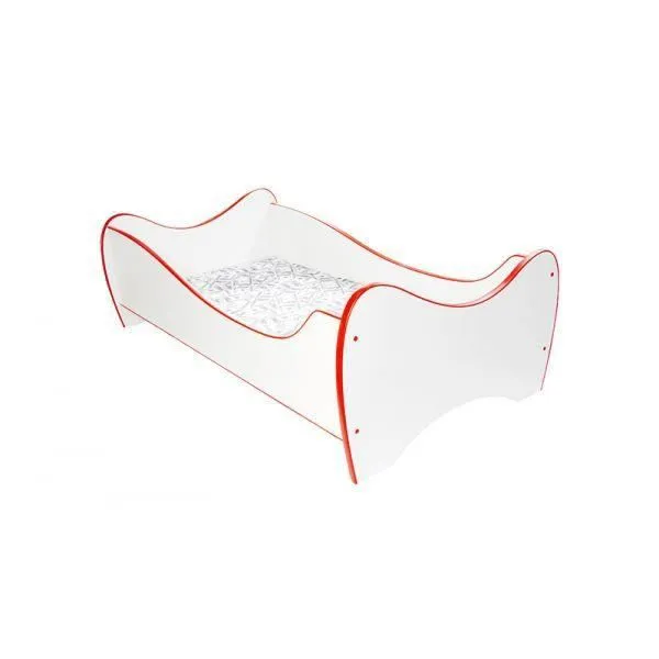 Lit enfant Top Beds Midi Blanc Rouge - 70 x 140 cm - Matériaux écologiques - Matelas inclus - Marque Top Beds-0