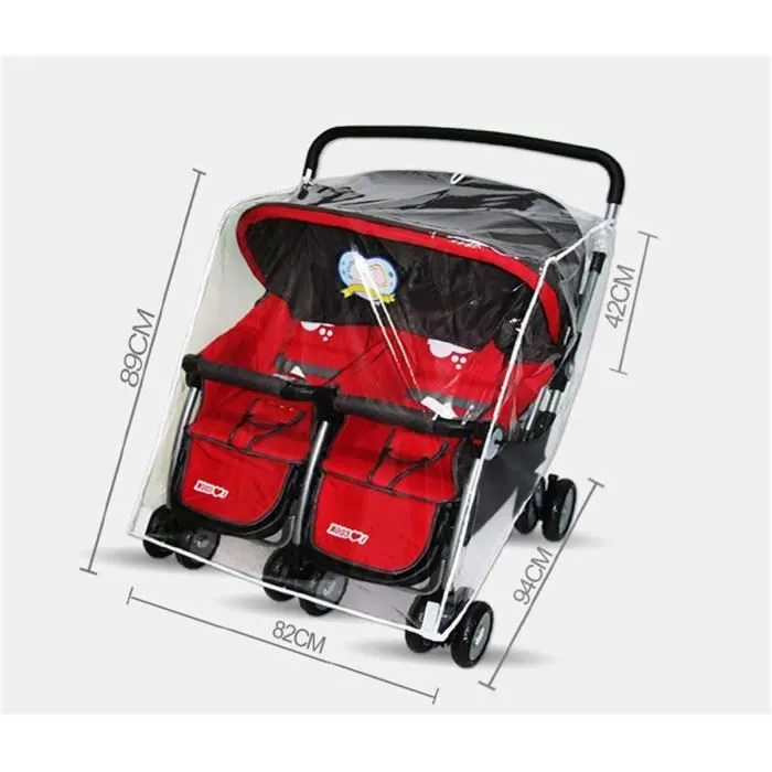 Bebeboutik Habillage Universel Pluie pour Poussette DoubleHousse de Pluie Protection Habillage Antipluie Poussette Double B Siege gauch 441