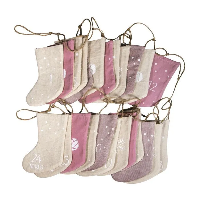 Calendrier de l'avent Bas de Noël, 220cm, bas 6x15cm, 1 pce.-0