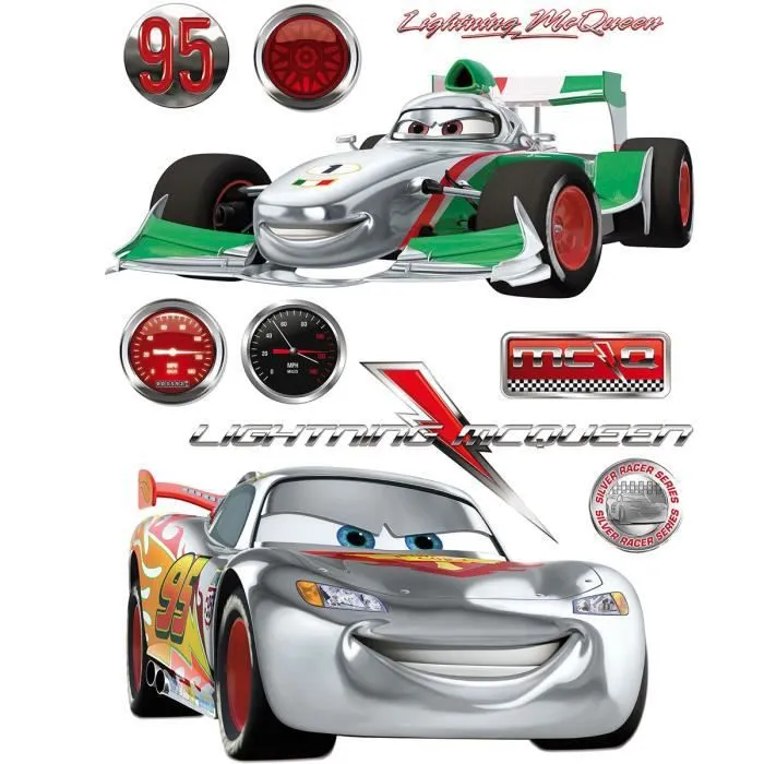 Stickers géant Cars Flash McQueen & Francesco Bernoulli Silver Disney-0
