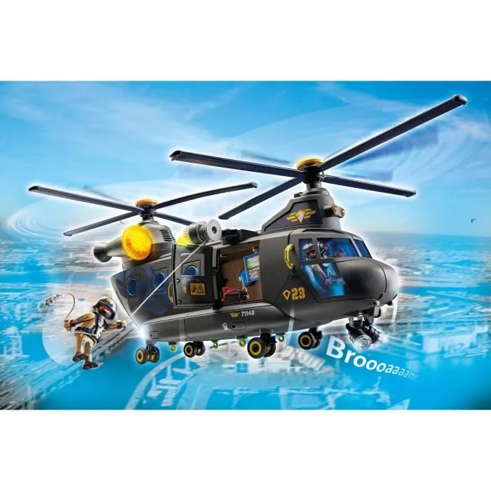 PLAYMOBIL 71149 Hélicoptère de transport des forces spéciales, Les policiers, City Action, Unité d'élite, 117 pièces, Dès 5 ans-1