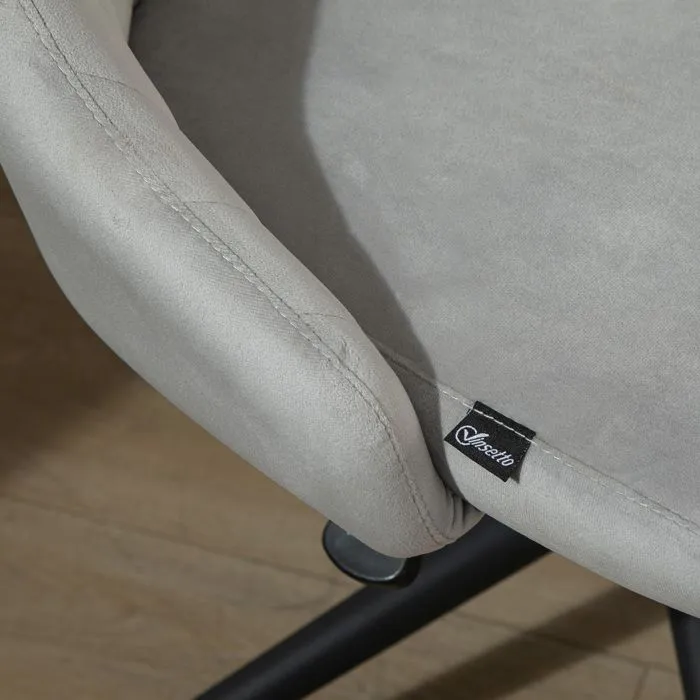Vinsetto Chaise de bureau design contemporain pivotante 360° ergonomique dossier strié hauteur réglable revêtement velours gris-5