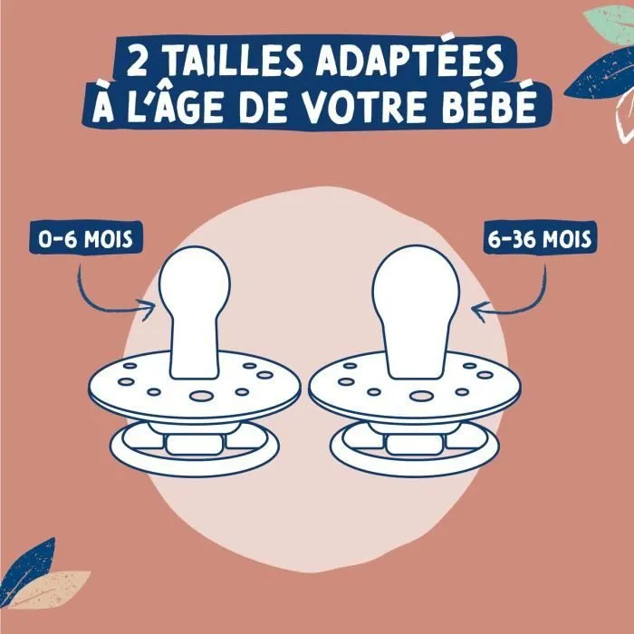 Sucettes-Dodie Gaïa Sucettes Rondes 0-6M x2 (Couleur : Beige)-4