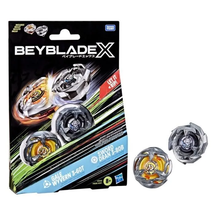 Beyblade X Dual Pack Gale Wyvern 3-60T et Sword Dran 3-80B, 2 toupies de compétition à rotation droite authentiques Takara Tomy, Dès-0