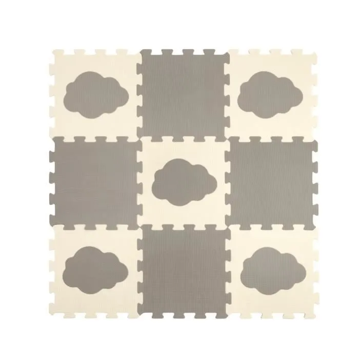 Tapis Puzzle en mousse Nuages - FORMULA BABY - 9 Dalles - Bébé - Beige, Marron - 32 x 9 x 32 cm - Mixte-0