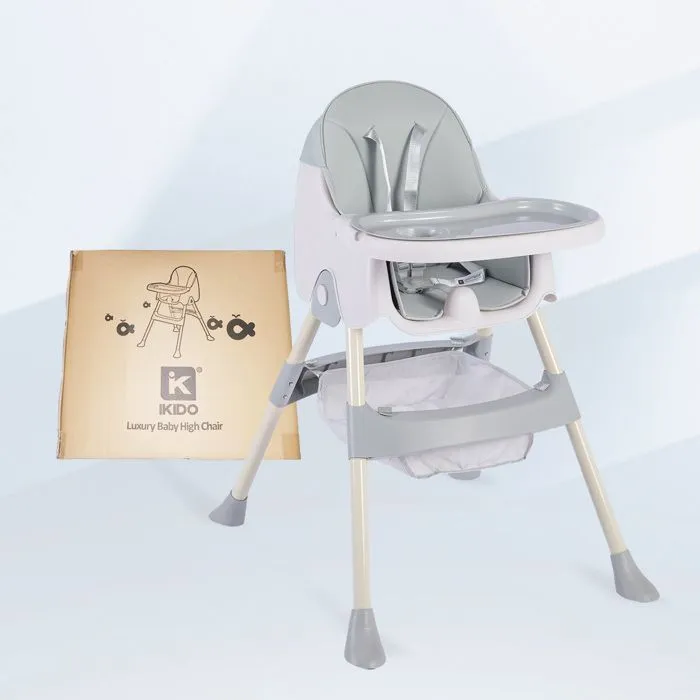 K IKIDO Chaise haute pour bébé  2 en 1 - K IKIDO - Évolutive - Pliable - Ajustable-De 6 mois à 3 ans(15KG) - gris-1