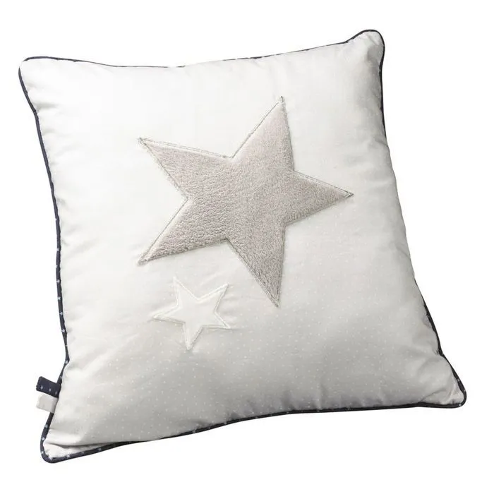 Coussin décoratif - MERLIN - étoile blanche - 40x40 cm - pour chambre d'enfant-0