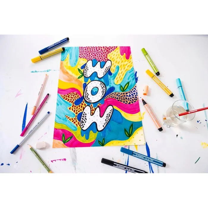 Feutres - STABILO - Pen 68 Max Arty - 18 couleurs - Pointe biseautée - Pour enfants et professionnels-5