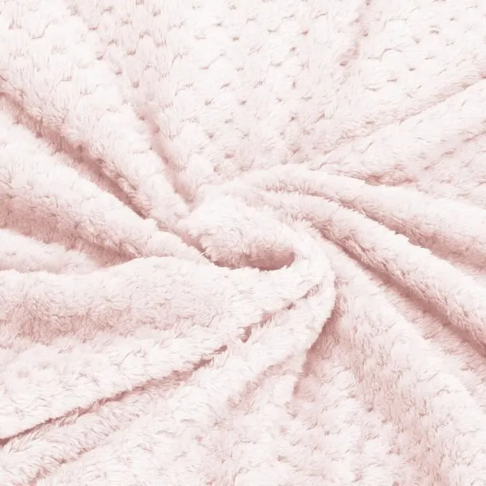 Couverture douillette SPRINGOS - 150 x 200 cm - Vieux rose - Motif de coquillages-1