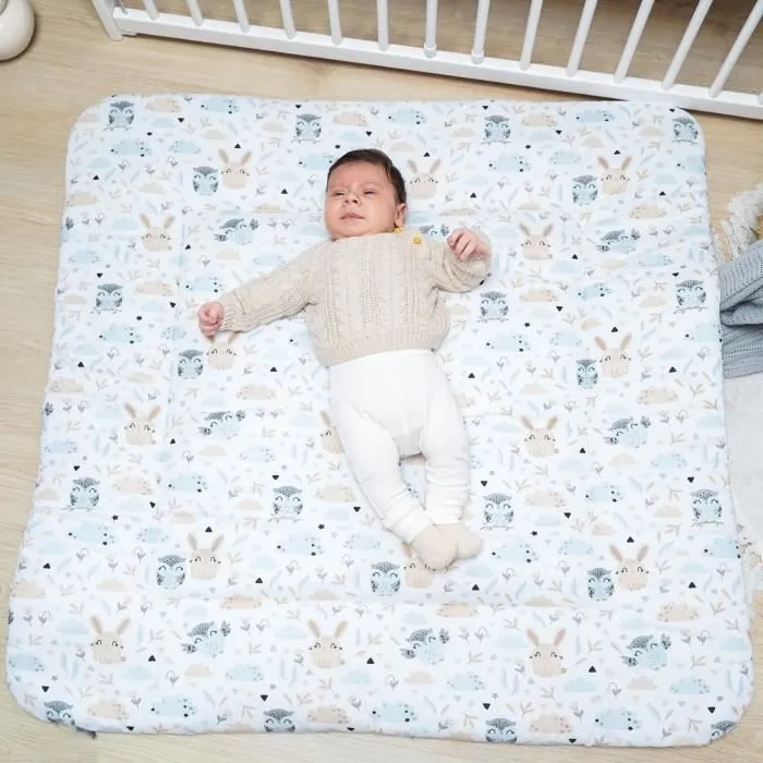 Tapis d'éveil pour bébé - TOTSY BABY - Hiboux - 100x100 cm - Gris Clair-3