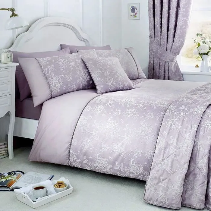 Housse de couette - Serene - Jasmin - Lavande - 140x200 cm - Entretien facile-0