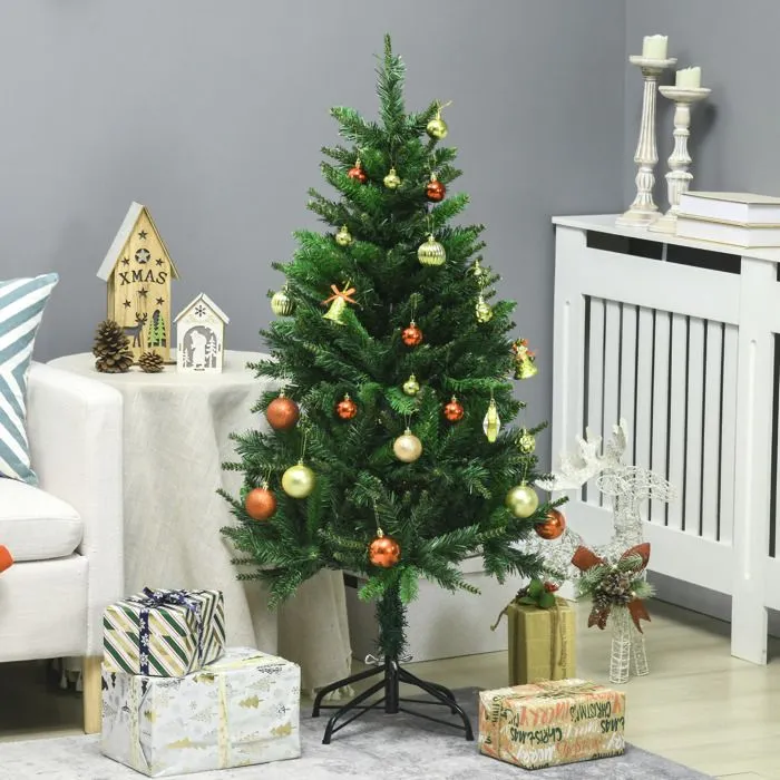 HOMCOM Sapin de Noël Artificiel 120 cm avec 310 Branches, Support en Acier, Arbre de Noël Artificiel avec Socle Pliable en Acier-2