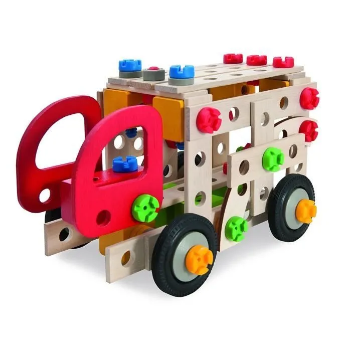 Jeu de construction - HEROS - Camion Pompier 155 pcs - Bois de hêtre PEFC - Mixte-0