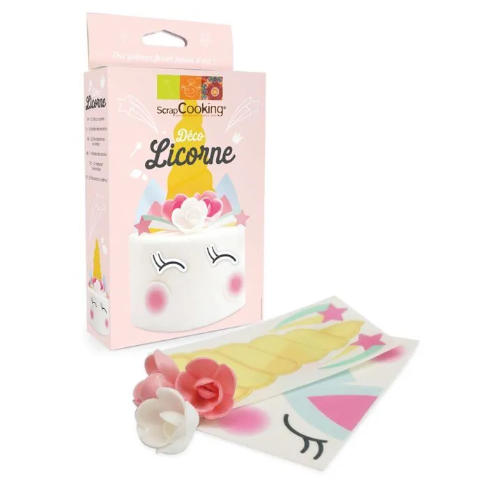 Kit Déco Gâteau Azyme - Licorne - 12 pcs - Multicolore - Prêt à l'emploi - Pour Enfants-0