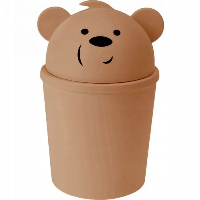 Poubelle a couches - seau a couches - filet a couche Proworld Petite poubelle en forme d'ourson pour chambre d'enfant, 1,5 l-0